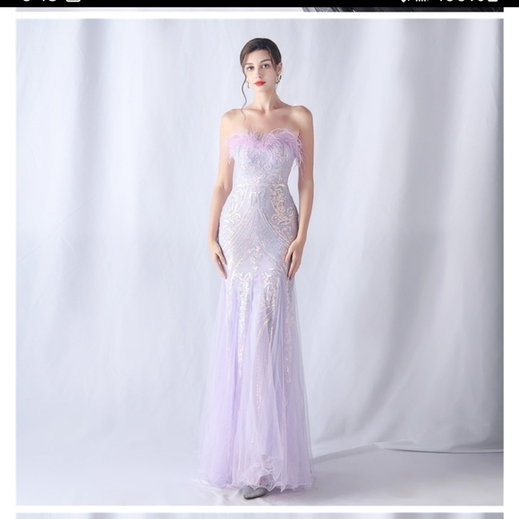 Purple, Geometric Print, Ostrich, Contrast Sequined Mermaid Maxi G… - Picture 9 of 15